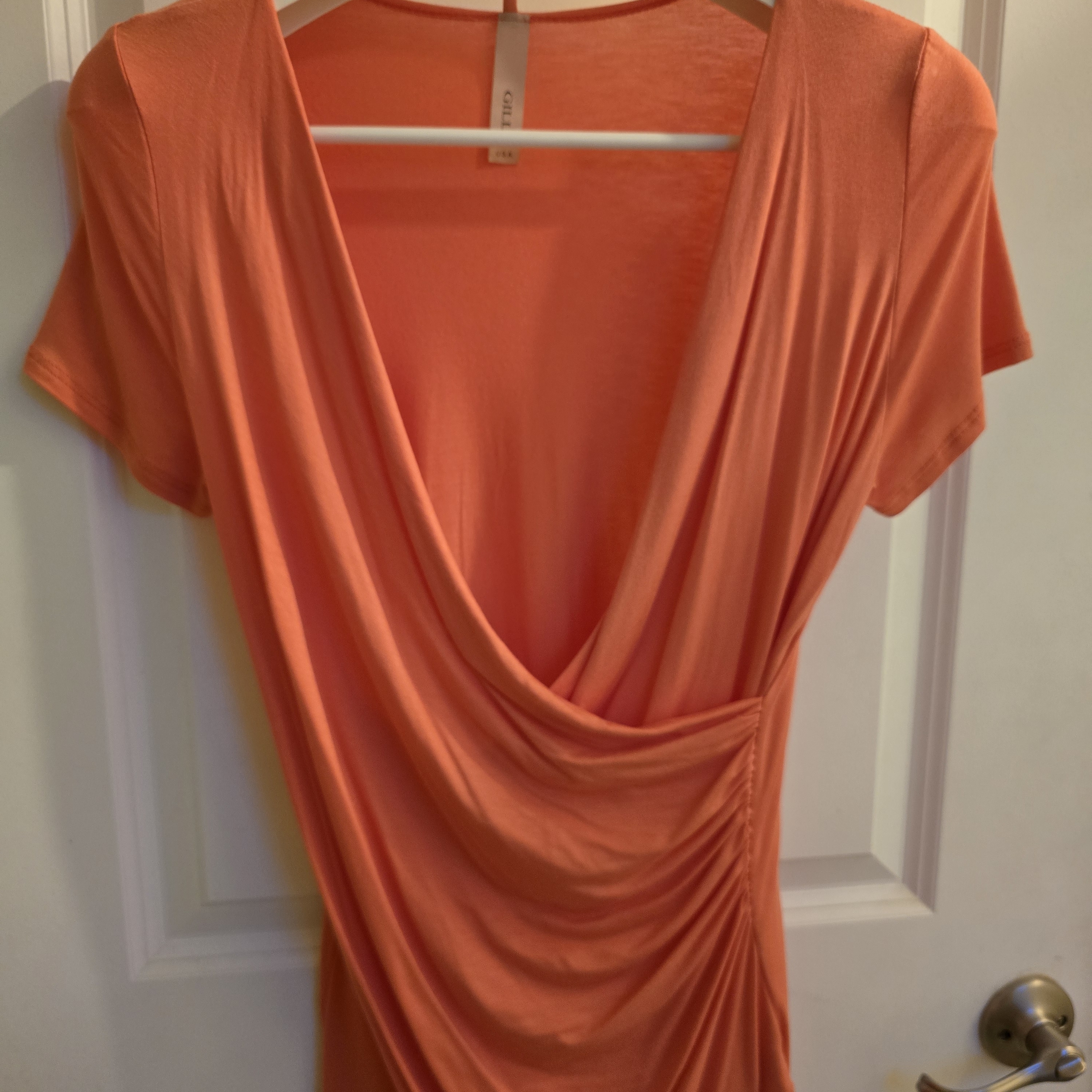 Orange Draped Short Sleeve Top